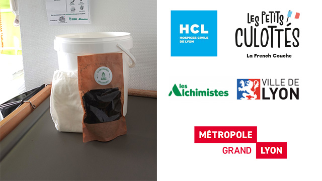 Seau, composte et logos partenaires