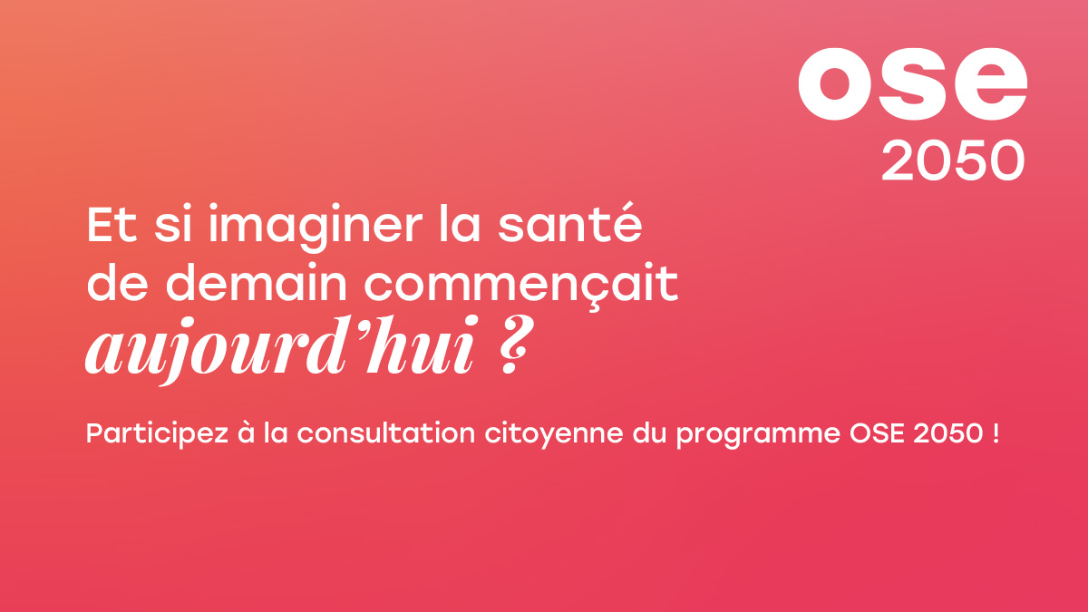 Fond rose dégradé avec écrit "Et si imaginer la santé de demain commençait aujourd'hui ?