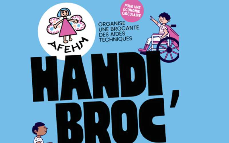 handibroc inscrit en noir sur fond bleu avec logo AFEHM