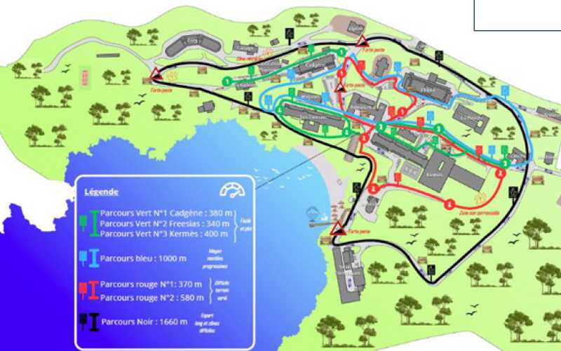 Carte avec les parcours du projet Outdoor Therapy à l'hôpital Renée Sabran 