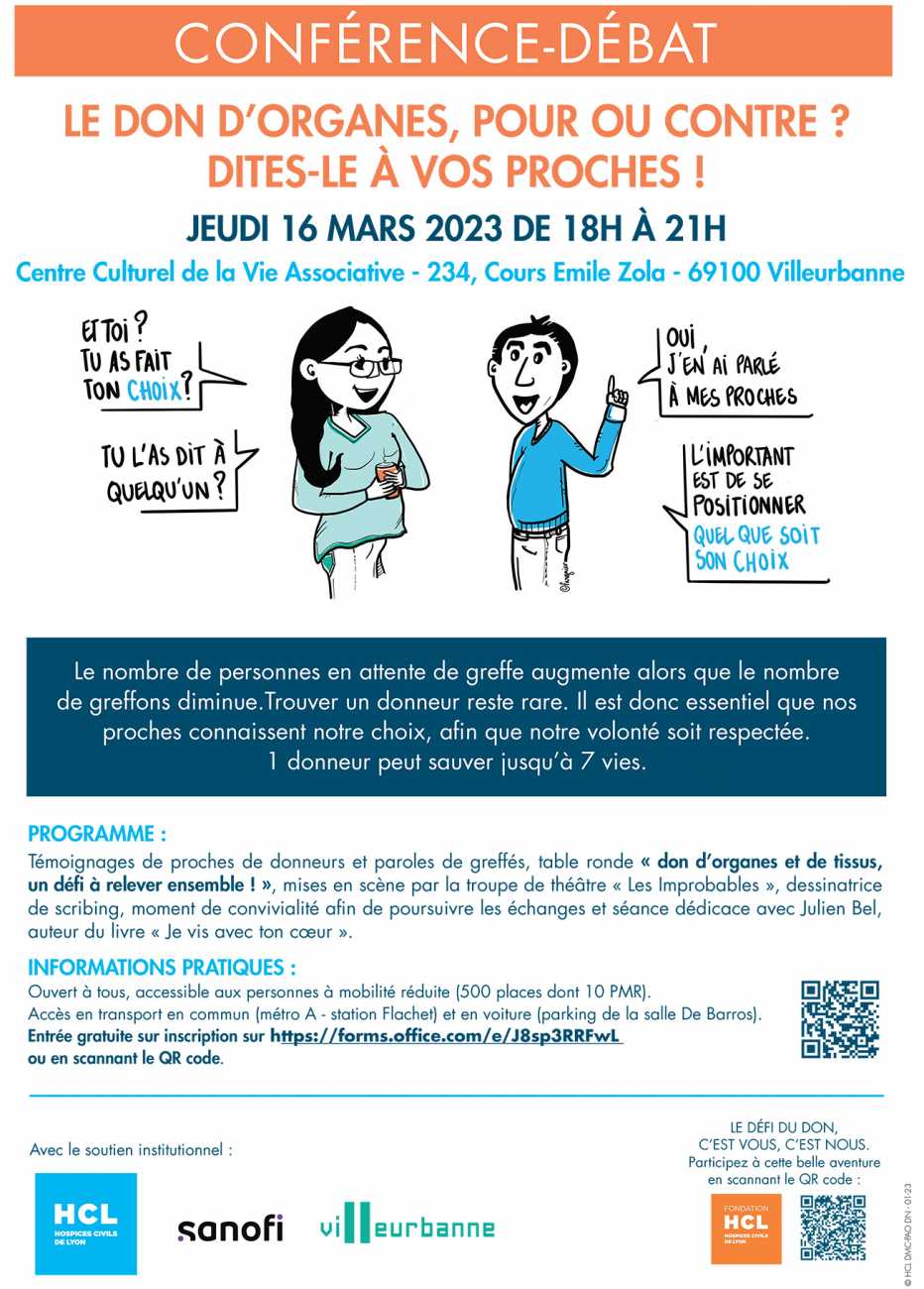 Affiche sur la conférence-débat sur le don d'organes