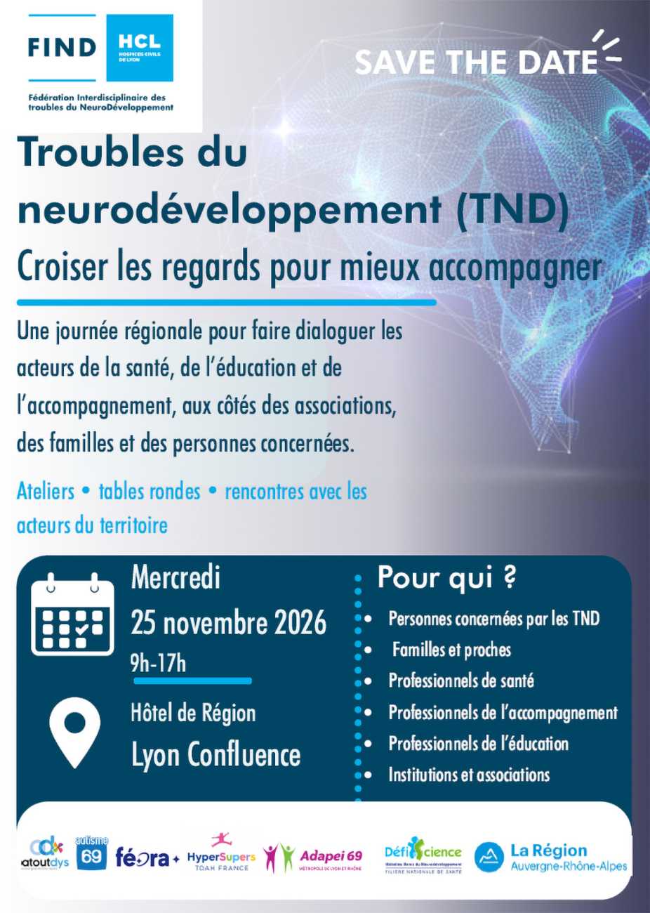 Affiche save the date de la journée régionale de Find-hcl avec les informations pratiques