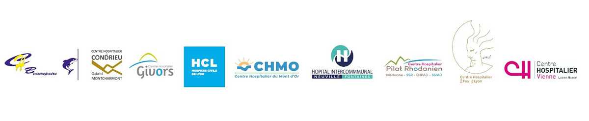 Logos des hôpitaux membres du GHT Val Rhône Centre