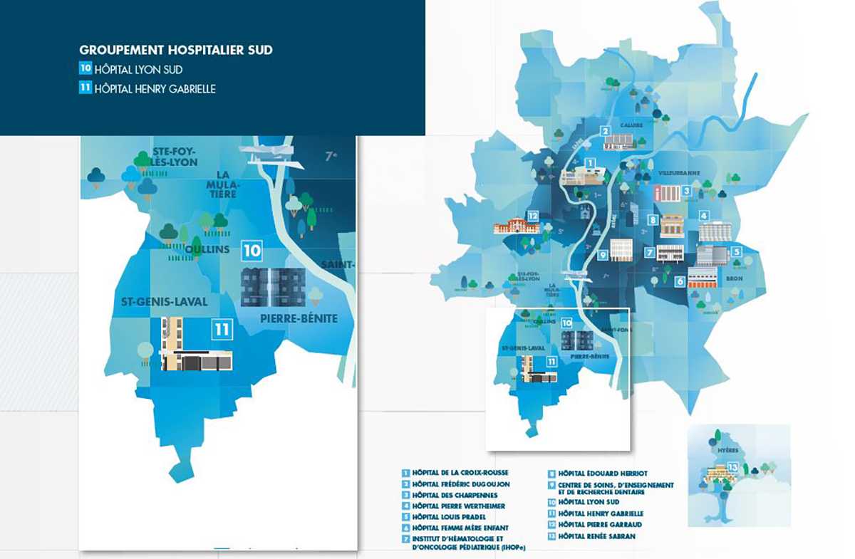 Carte du Groupement Hospitalier Sud des HCL