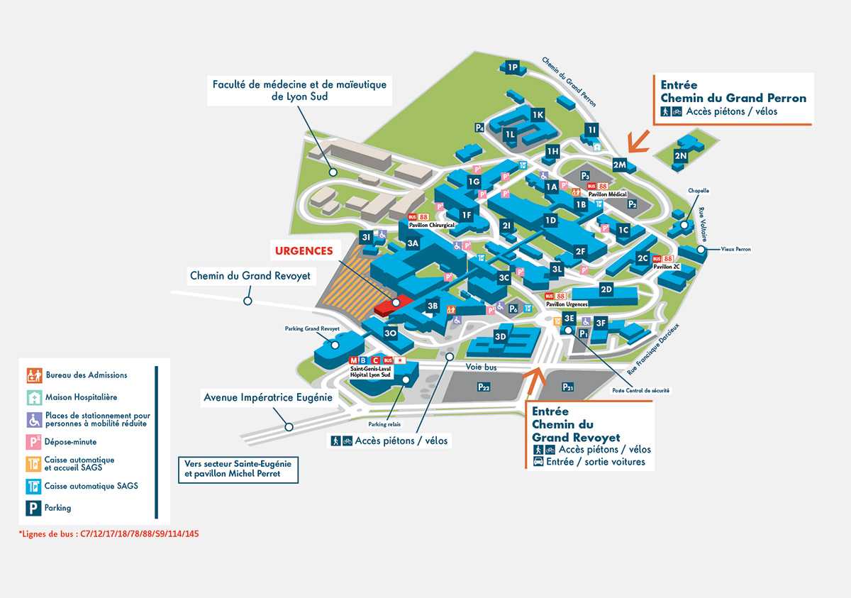 Plan hôpital Lyon Sud