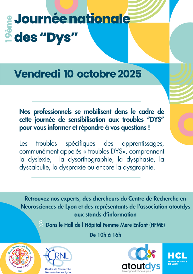 affiche présentant le programme des HCL pour la journée nationale DYS