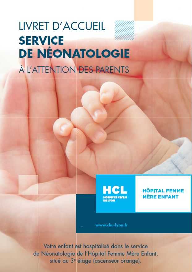 1re page du livret d'accueil du service de néonatologie de l'hôpital Femme Mère Enfant