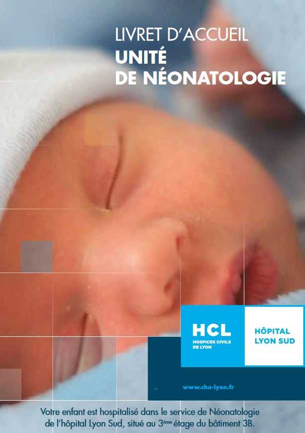 1re page du livret d'accueil de l'unité de néonatologie de l'hôpital Lyon Sud