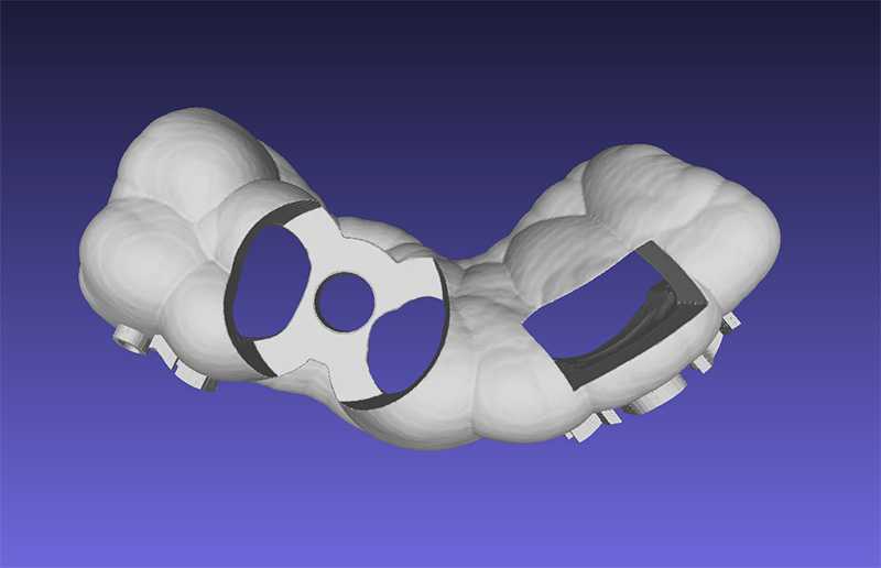Fichier stl placé sur le plateau virtuel d'impression, avant le lancement de l'impression 3D