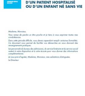 Informations en cas de décès d'un patient hospitalisé ou d'un enfant né sans vie